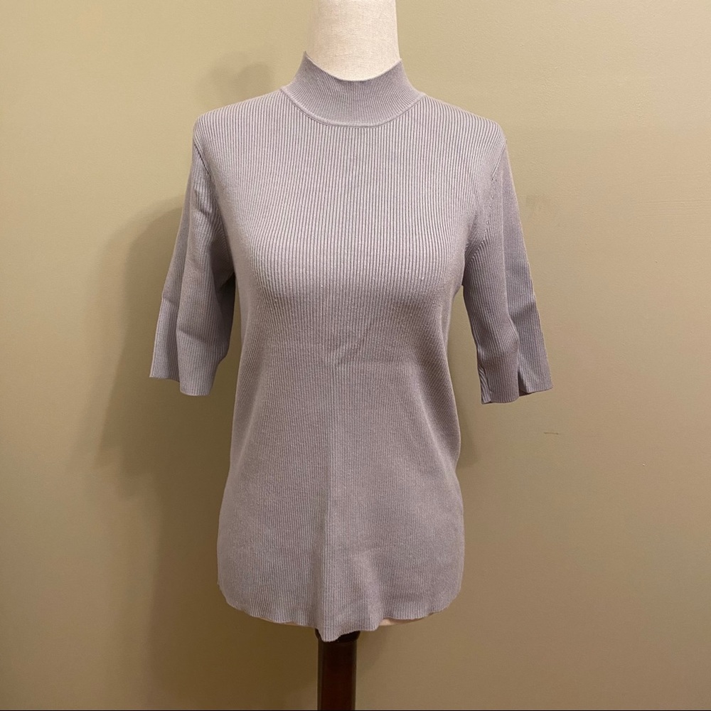 Antonio Melani Mock Neck Ribbed Sweater
